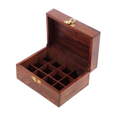 Essential Oil Box - Holds 12 Oils -Sheesham Wood-