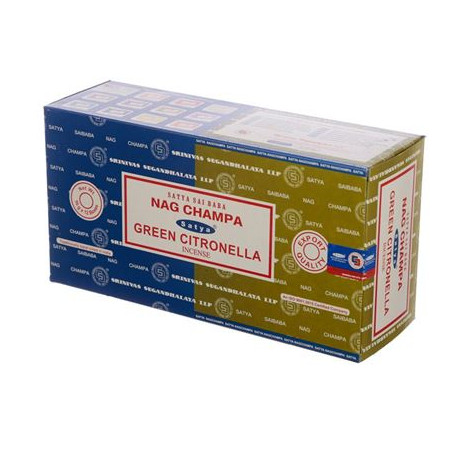 Satya Green Citronella & Nag Champa Combo Incense Sticks Box of 12