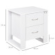 Bedside Table with 2 Drawers, Nightstand with Handles and Elevated Base, Side Table for Bedroom, Living Room, Set of 2, White