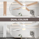 Ceiling Fan with LED Light, Flush Mount Ceiling Fan Lights with Reversible Blades, Pull-chain, White and Natural Tone