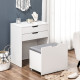 Dressing Table with Flip-up Mirror and Storage Stool, Vanity Table with Drawer and Hidden Compartments for Bedroom, Living Room,