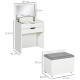 Dressing Table with Flip-up Mirror and Storage Stool, Vanity Table with Drawer and Hidden Compartments for Bedroom, Living Room,