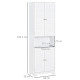 Tall Freestanding Bathroom Cabinet Retro Shutters w/ 3 Compartments Shelves Elevated Base Narrow Organiser White 60L x 30W x 182