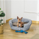 PawHut Wicker Pet Bed Willow Dog Cat Sofa Couch Puppy Basket with Cushion Grey 57L x 46W x 17.5H cm