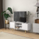 TV Unit Cabinet for TVs up to 55 Inches, TV Stand with Storage Shelves and Wood Legs for Living Room, White