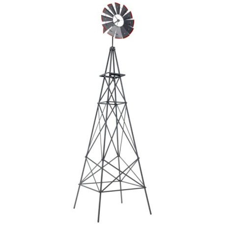 253 cm Ornamental Windmill Metal Wind Mill with Ground Stakes