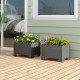 2 Pack Rectangular Planter Box HDPE Flower Pot with Drainage Gaps