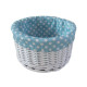 Painted wicker basket with blue polka dot lining -  (23 x14cm)