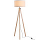 5FT Elegant Wood Tripod Floor Lamp Free Standing E27 Bulb Lamp Versatile Use For Home Office - Beige