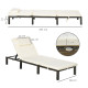 Outsunny Set of Two Reclining Rattan Sun Loungers, with Cushions - Brown/Cream