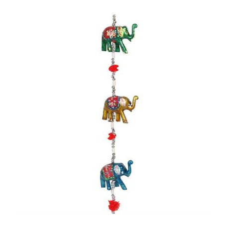 Wooden Elephant Hanging Decoration with Bell 100cm