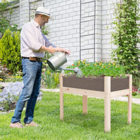 Wood Raised Garden Bed with Movable Boards and Acrylic Panels