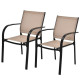 2 Pieces Outdoor Dining Chairs with Armrests and Breathable Fabric