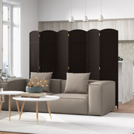 6-Panel Room Divider Folding Privacy Screen with Hand-woven Texture