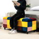 114 x 47 x 47cm Velvet Storage Ottoman, Button-tufted Footstool Box, Toy Chest with Lid for Living Room, Bedroom, Multicoloured