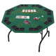 8 Player Folding Games Poker Table with Chip Cup Holder Steel Base Felt Top Octagon Blackjack Green