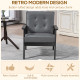 Retro-Style Accent Chair, with Faux Leather Seat - Grey