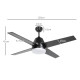 Ceiling Fan with LED Light, Flush Mount Ceiling Fan Lights with Reversible Blades, Remote, Black and Walnut Brown