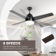 Ceiling Fan with LED Light, Flush Mount Ceiling Fan Lights with Reversible Blades, Remote, Black and Walnut Brown