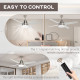 Ceiling Fan with LED Light, Flush Mount Ceiling Fan Lights with Reversible Blades, Remote, Silver and Black