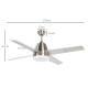 Ceiling Fan with LED Light, Flush Mount Ceiling Fan Lights with Reversible Blades, Remote, Silver and Black