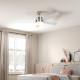 52&quot; Ceiling Fans with Light and Remote, 132CM LED Ceiling Fan with 5 Blades, 5-Speed, Timer, Quiet Reversible DC Motor, for Bedr