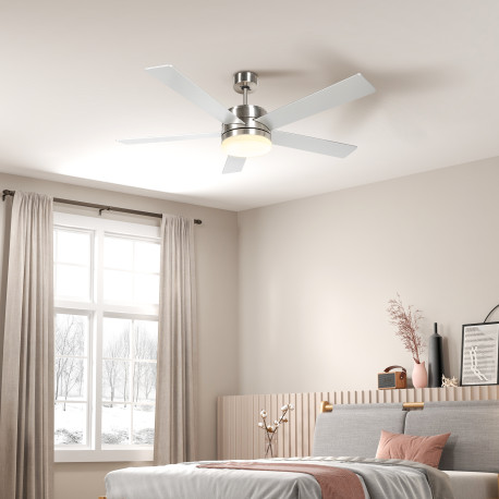 52" Ceiling Fans with Light and Remote, 132CM LED Ceiling Fan with 5 Blades, 5-Speed, Timer, Quiet Reversible DC Motor, for Bedr