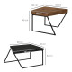 Coffee Table Set of 2, Industrial Nesting Table with Steel Frame and 8cm Thick Tabletop, Sofa Side End Table for Living Room, Ru