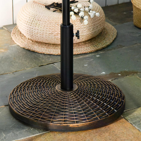 Outsunny 25kg Round Cement Parasol Base Concrete Umbrella Weight Stand Holder Patio Outdoor Garden Rattan Style Pattern Antique 