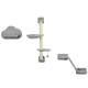 PawHut Three-Piece Wall-Mounted Cat Shelves, with Hammock, Ladder, Platforms, Scratching Post - Grey