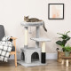 PawHut Cat Tree for Indoor Cats Climbing Tower Kitten Scratch Post Activity Center Kitten with Massage Toy Hanging Ball Bed Cond