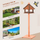 PawHut Wooden Bird Table Bird Feeding Station Playstand with Roof 130Hcm for Outdoor Brown