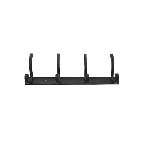 Wall Hanger Hooks Heavy Duty Coat Rack Wall Mounted 4 Hooks - Black