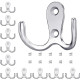 10 Pcs Double Coat Hooks Heavy Duty Metal Door Hooks with Screws - Silver