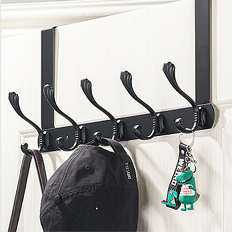 Over The Door Hanger Hooks Coat Rack Towel Hook Holder - Black