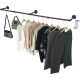 Wall Mounted Clothes Rail Industrial Pipe Clothes Rails 100.9 cm - Black