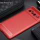 Carbon Fibre Pattern TPU Bumper Protective Case for Google Pixel 6 Pro - Red