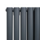 Oval Column Radiator &amp; Valves - 600mm x 780mm – Anthracite Grey