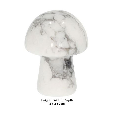 White Howlite Carved & Polished Mushroom