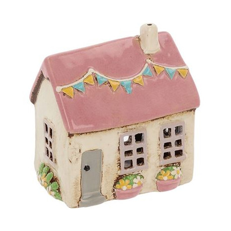 Pink Roof House With Flags Village Pottery