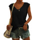 Summer V Neck Tank Tops Sleeveless Casual Loose Plain T-Shirt Cami Vest - Black L