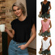 Summer V Neck Tank Tops Sleeveless Casual Loose Plain T-Shirt Cami Vest - Black L