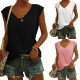 Summer V Neck Tank Tops Sleeveless Casual Loose Plain T-Shirt Cami Vest - Black L