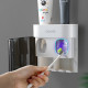 Wall-mounted Toothbrush Holder Double Toothpaste Dispenser with Wall Sticker