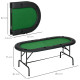 8 Player Folding Poker Table, Oval Portable Blackjack Casino Table with Cup Holder, Felt Top and Metal Base, 183 x 82 x 75cm, Gr