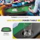 8 Player Folding Poker Table, Oval Portable Blackjack Casino Table with Cup Holder, Felt Top and Metal Base, 183 x 82 x 75cm, Gr