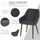 2 Pieces Linen-Touch Fabric Dining Chair with Grid Pattern Cushion and Backrest, Mid Back Leisure Chair with Steel Leg, Sponge P