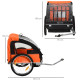 2 Seat Bike Trailer Bicycle wagon for Kids Child Steel Frame Safety Harness Seat Carrier Orange Black 130 x 76 x 88 cm