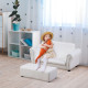 2 Seater Toddler Chair Kids Twin Sofa Childrens Double Seat Chair Furniture Armchair Boys Girls Couch w/ Footstool (White)