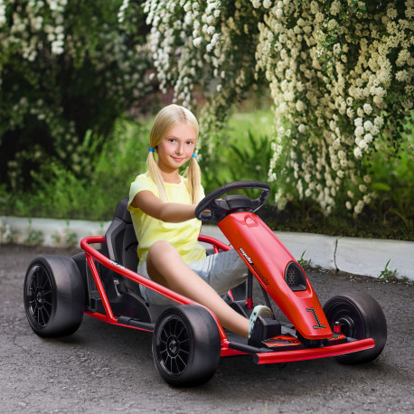 24V Electric Go Kart for Kids, Drift Ride-On Racing Go Kart with 2 Speeds, for Boys Girls Aged 8-12 Years Old, Red